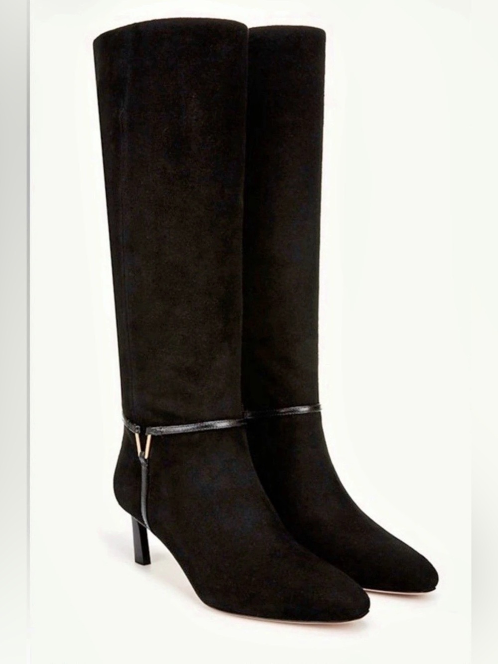 Veronica Beard Black Suede Kenzie Heeled Boots New, 6.5